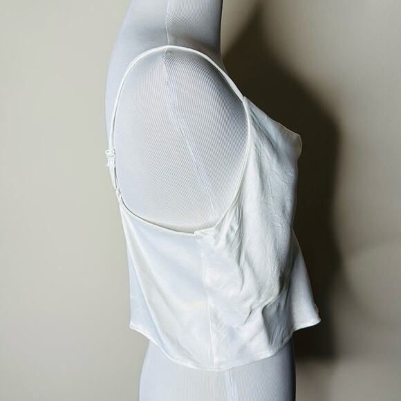 Zara White Satin Effect Cowl Neck Cropped Camisole - Picture 5 of 6